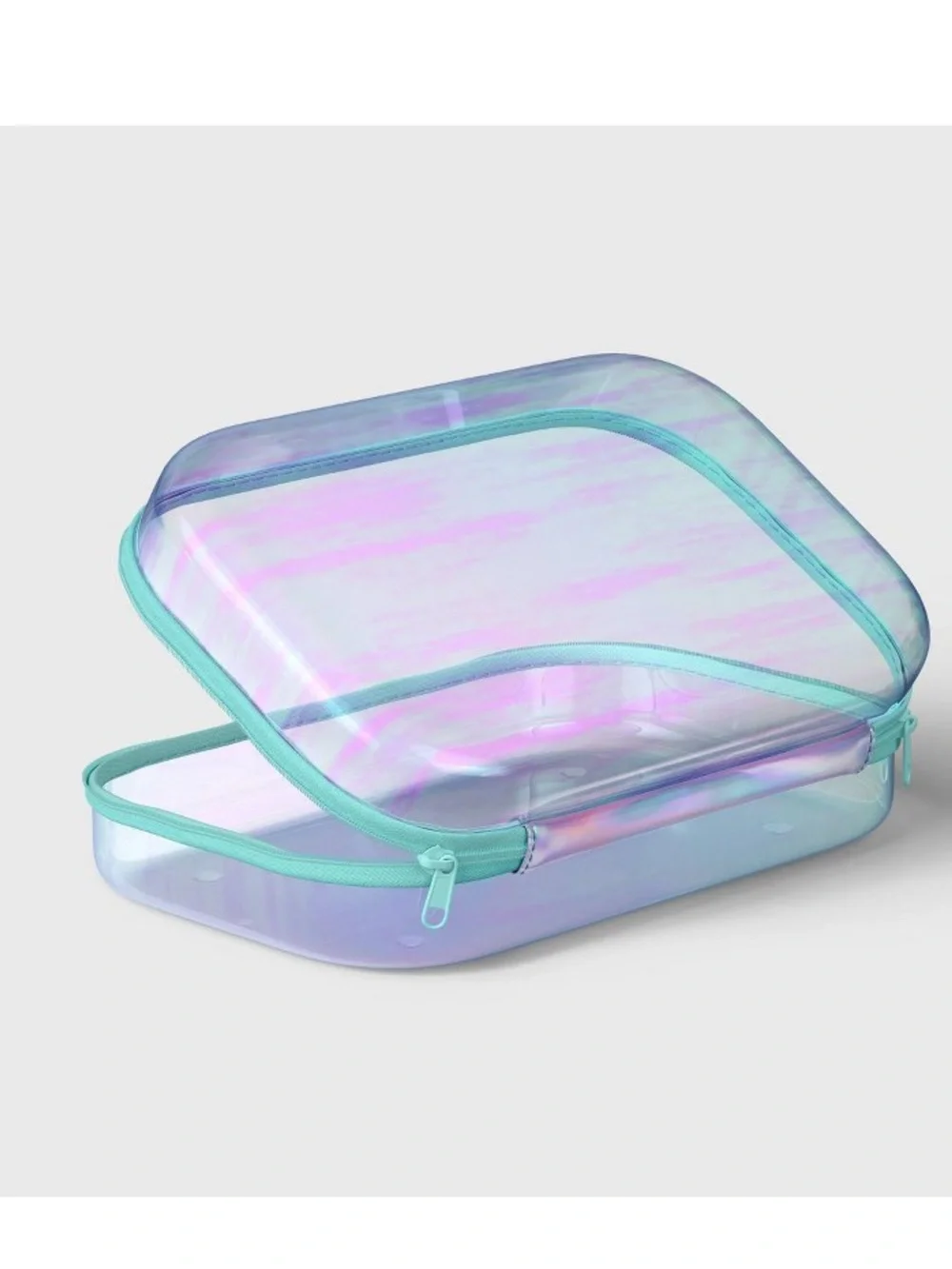 NEW! Set of 2 Iridescent Large Zip-Around Hard Clear Cases UP & UP New With Tags